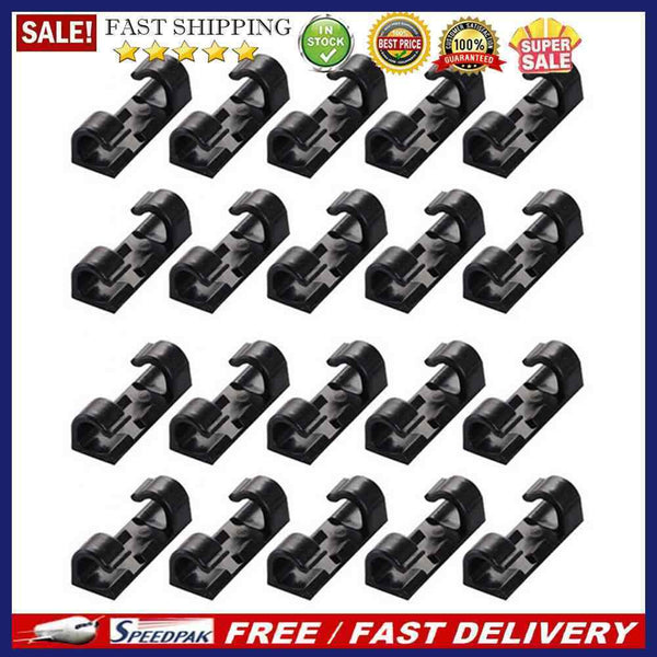 20x Self-Adhesive Cable Organizer Clips ABS Plastic Wire Cable Cord Managemen
