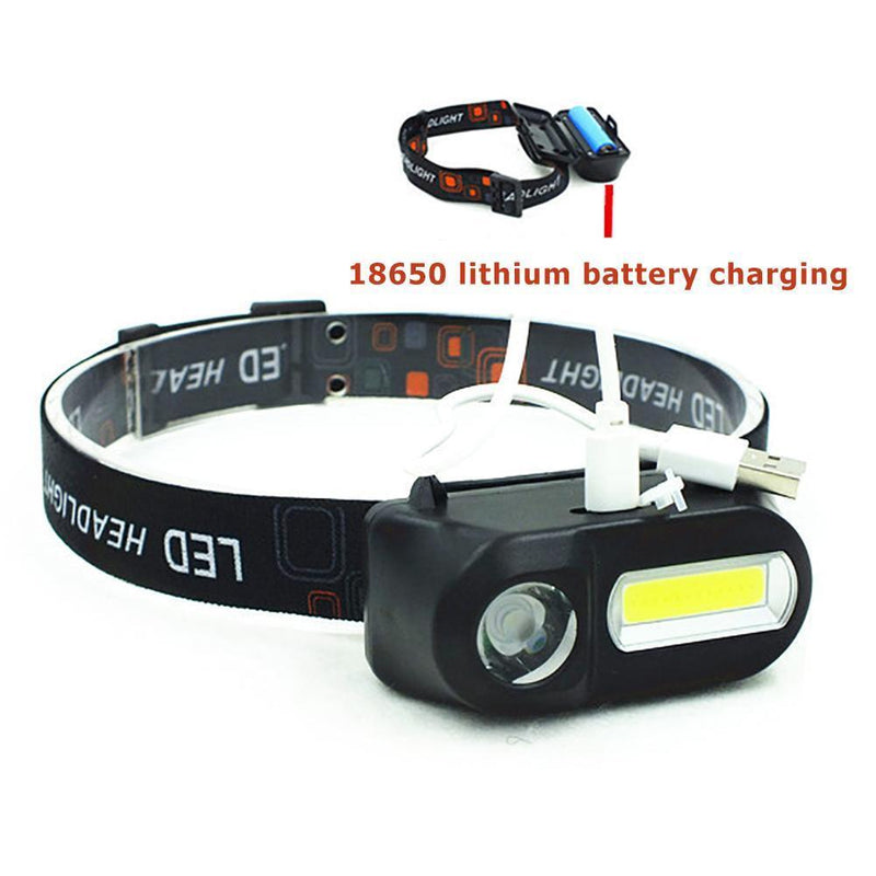 COB LED Headlight Headlamp Flashlight USB Rechargeable Torch Night Light