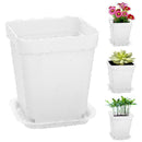 Strong White Plastic Square Plant Flower Pot Planter X5 K2V4 S4X1 Growing O8S8