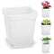Strong White Plastic Square Plant Flower Pot Planter X5 K2V4 S4X1 Growing O8S8