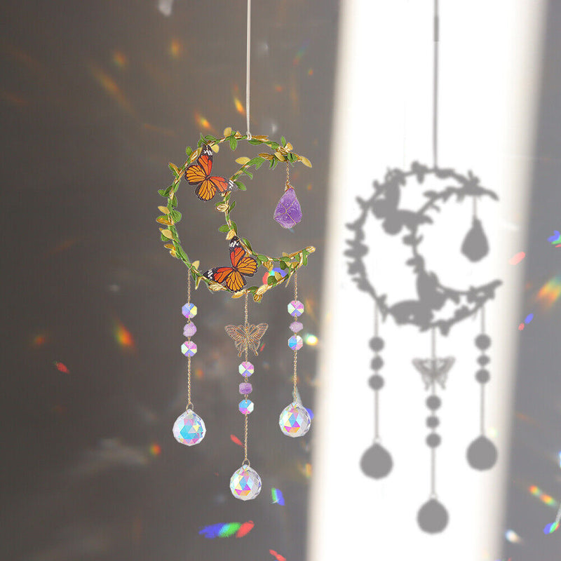 Butterfly Windchimes Garden Decor Wind Chime Hanging Sundrop Crystal Summer Gift
