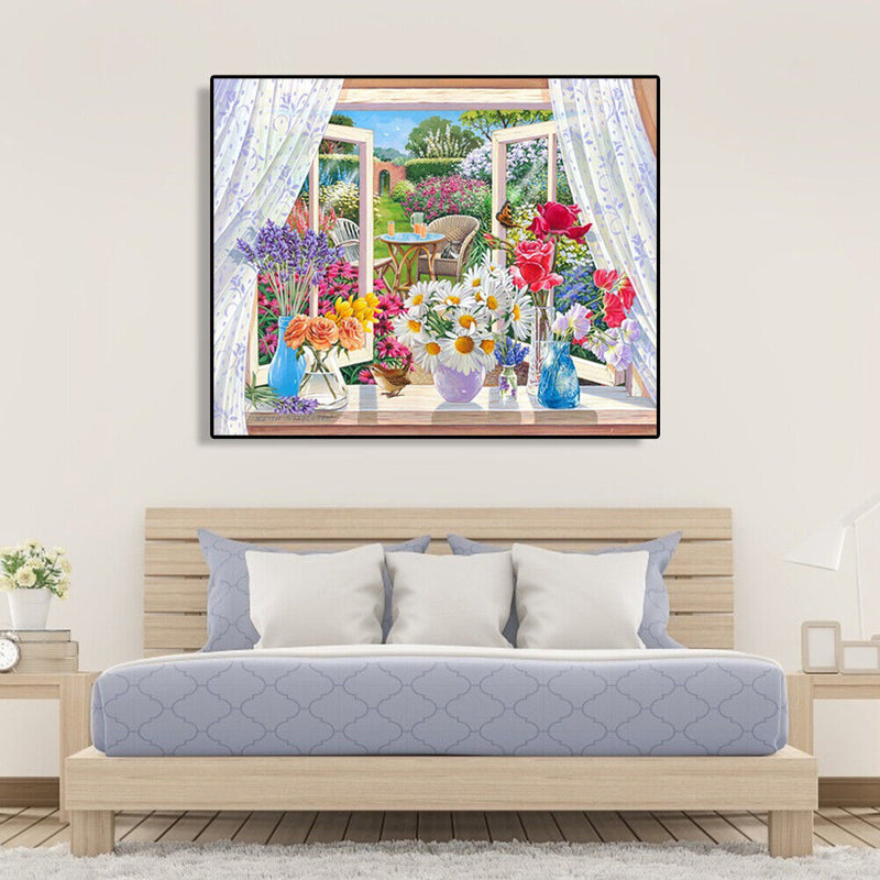 Painting By Numbers Kit DIY Flowers Vase Canvas Oil Picture Wall Artwork