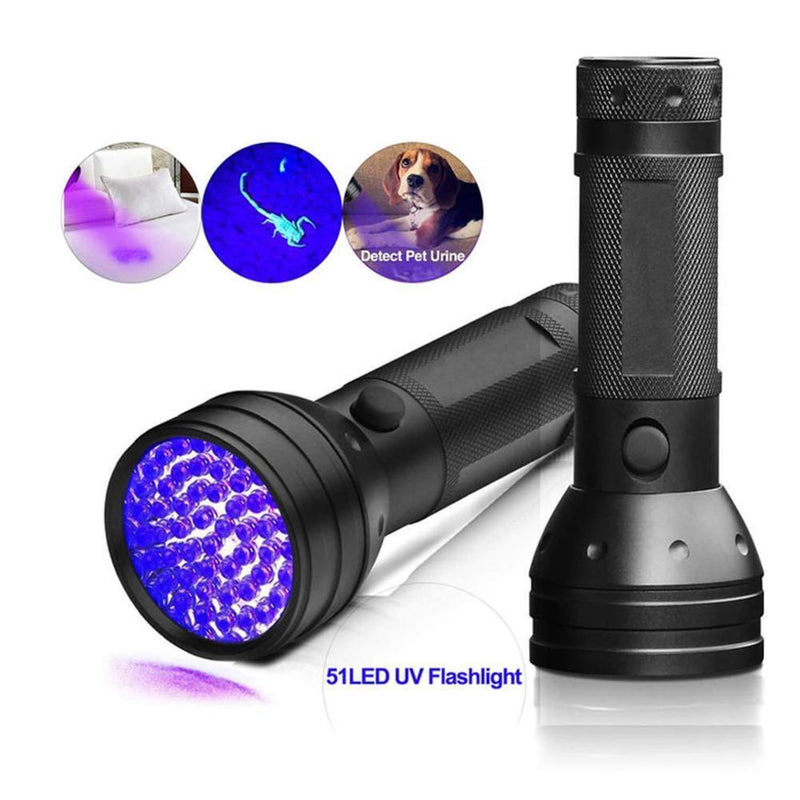 Ultraviolet Torch Waterproof 395-400nm 51 LED UV Detection Flashlight Lamp