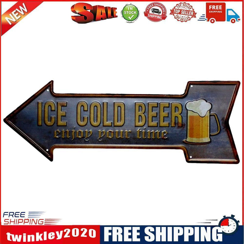 Retro Arrow Shaped Beer Metal Plate Painting Bar Pub Tin Plaques Wall Sign