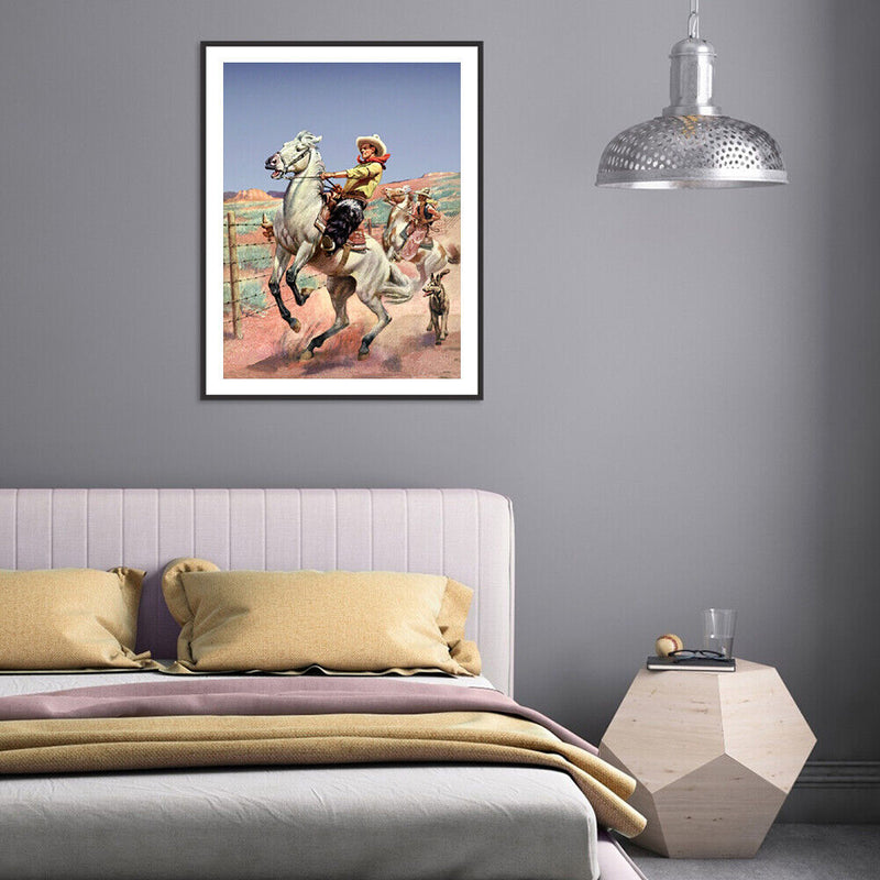 Riding Horse Cowboy Oil Paint By Numbers Kits Canvas Drawing DIY Coloring