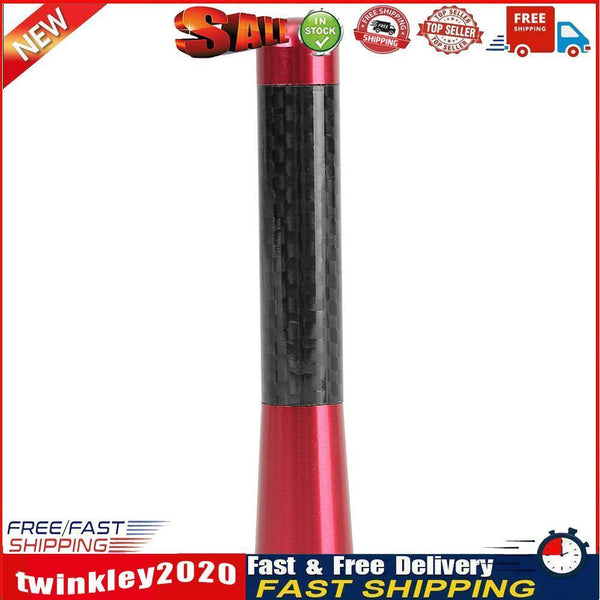 8cm Car Roof Antenna Carbon Fiber Screw Metal Stubby Mast Antenna (Red) Newly