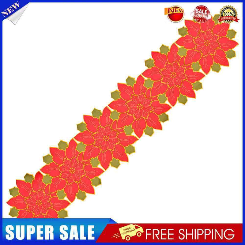 Durable Red Flowers String Table Flag Dust Cover for Christmas Home Party Supply