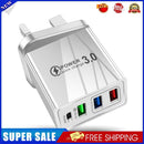 3 USB Fast Charger 3.1A PD Type-C Wall Power Adapter for Phone (White UK)