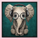 DIY Music Elephant Animal Full Embroidery Stamped 11CT Cross Stitch Kits Decor