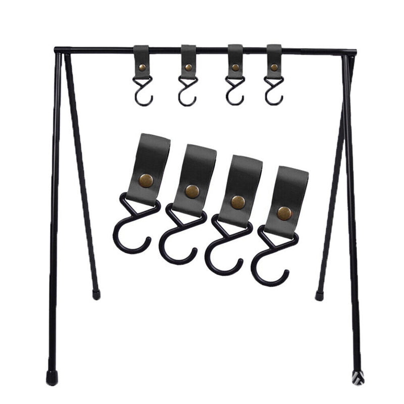 4pcs Leather Hook Camping Tripod Clothes Storage Hanger Holder Hiking Supplies