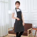 Waterproof Oilproof Stripe Bib Apron with 2 Pockets Chef Cook Tool
