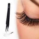 Stainless Steel Tweezers Precision Curved Pointed Tip for Eyelash (Black)