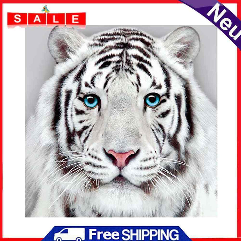 5D Diamond Painting Kit White Tiger Full Round Drill DIY Decorative Rhinestone