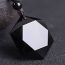 Black Blessing Jewelry Lucky Necklace Obsidian Pendant Hexagram Shape Amulet