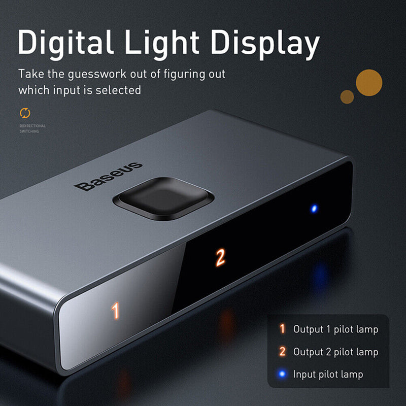 Baseus Matrix 2 Port 4K HDMI Switch Splitter 2x1 1x2 Bi-Directional HDMI Switch