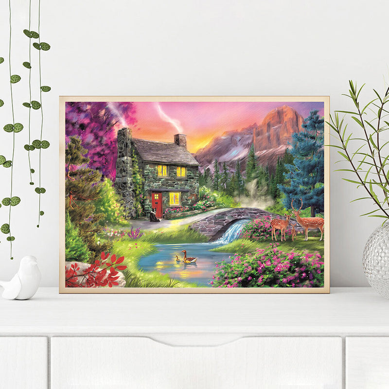 Woods Hut Deer Oil Paint By Numbers DIY Canvas Wall Art Picture Craft Home Decor