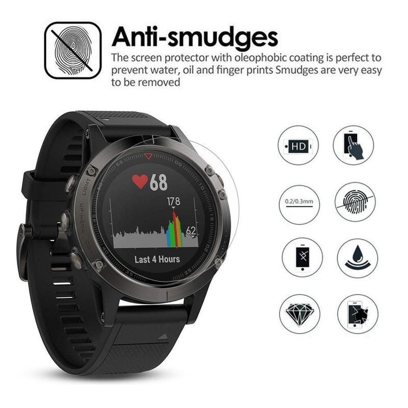 2pcs 9H Premium HD Tempered Glass Screen Protector Film for Garmin Fenix 5s