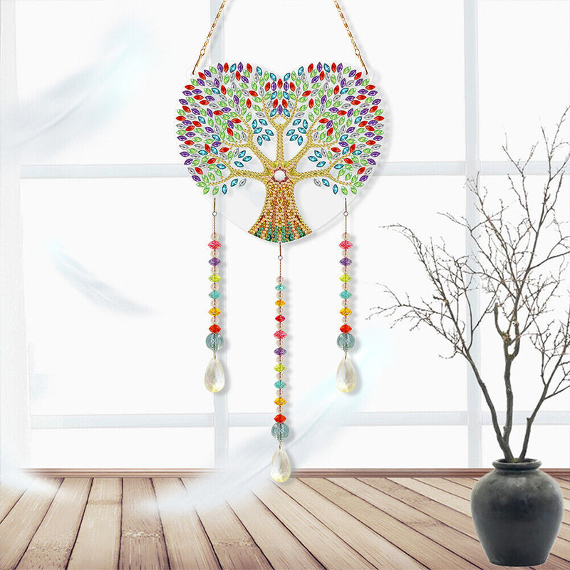 DIY Crystal Prism Teardrop Pendant Diamond Painting Kit Wind Chime (PFL04) Newly