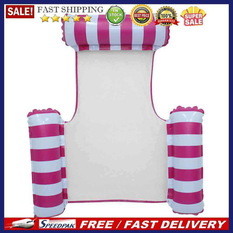 PVC Water Hammock Float Lounger Pool Inflatable Recliner Chair (Rose Red)