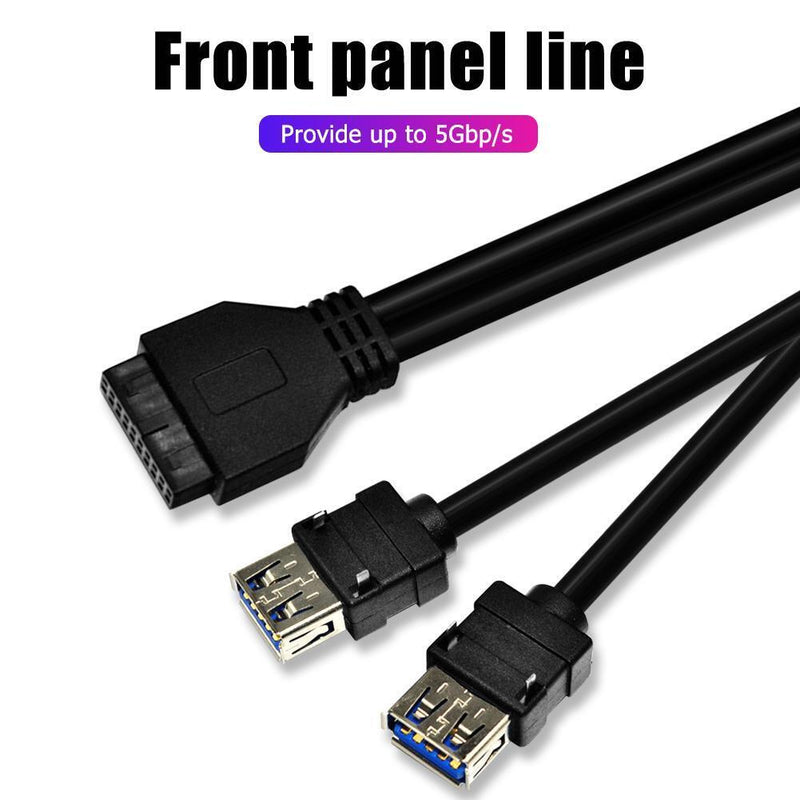 PC Case 20Pin to 2 USB 3.0 Front Panel Cable Adapter with Fixed Foot (30cm)