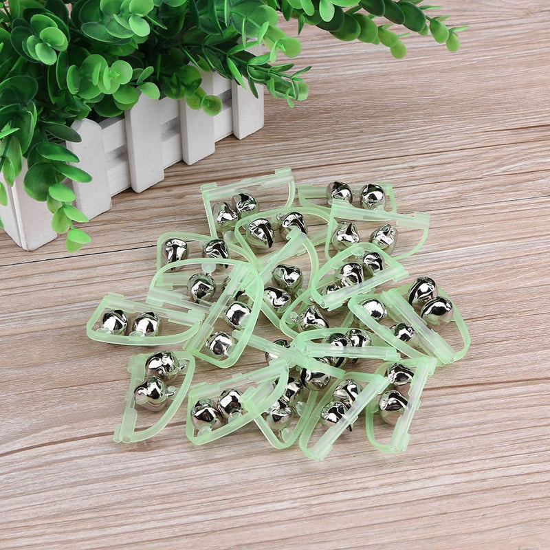 20Pcs Set Fluorescent Fishing Rod Tip Clip Twin Bell Fish Bite Alarm Ale