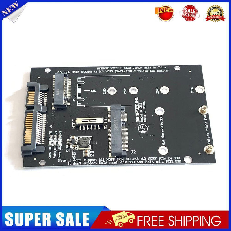 2 in 1 PC Riser M.2 NGFF MSATA SSD to SATA 7 15Pin 2.5 inch Adapter Card