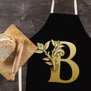Letter B Printed Linen Apron Waterproof Kitchen Cooking Bibs Pinafore (2)