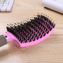 Scalp Massage Bristle Hair Comb Curly Straight Anti Static Hairbrush (Pink)