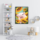 Sunflower Pig Oil Paint By Numbers Hand Painted Wall Art Craft Home Decorat