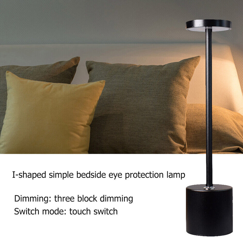 Simple Desk Lamp 3-Gear Touch Dimmable Eye Protection Night Light (Black) Newly