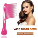 Large Wide Tooth Comb Handle Detangling Reduce Hair Loss Brush Tool (Pink) Newly