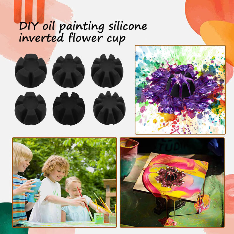 Flower Pour Cup - Pack of 6 - Silicone Paint Cups for DIY Pouring Acrylic P