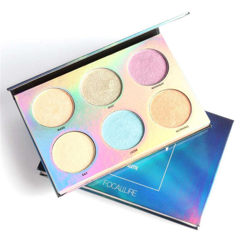 6 Colors Shimmer Glow Palette Face Makeup Bronzer Highlighter Blush Powder