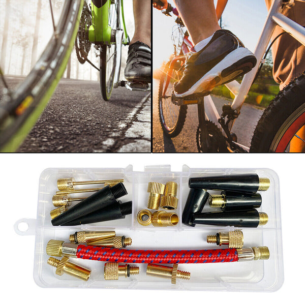 21pcs Valve Connector Foot Ball Airbed Bicycle Tyre Pump Adapter Set Kit Tool UK