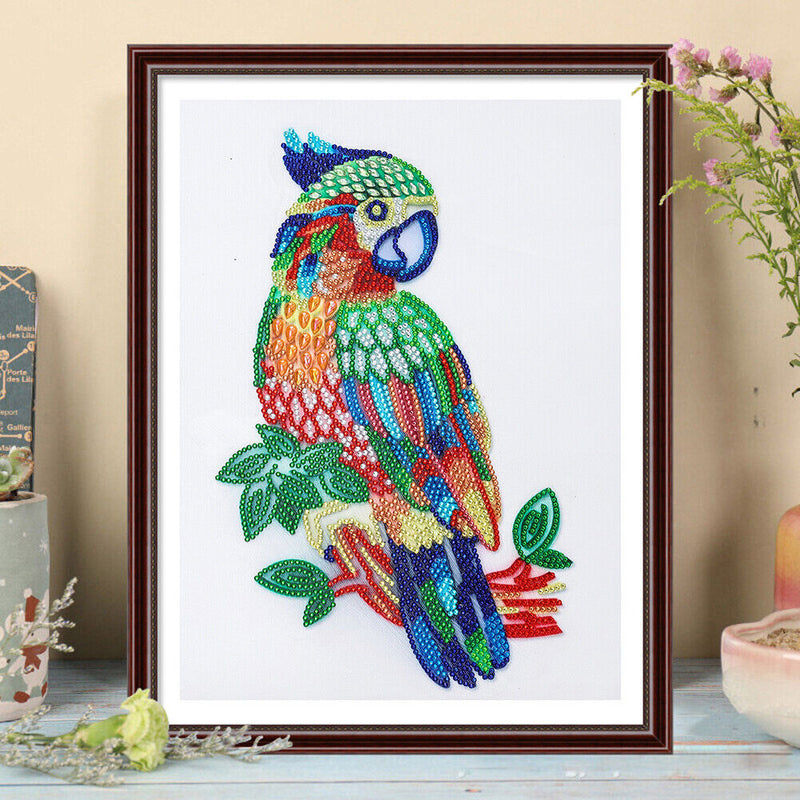 Diamond Painting 5D DIY Parrot Crystal Special Shape Room Wall Art (T087) Newly
