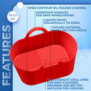 #A Silicone Air Fryers Basket Rectangle Foldable for Family Baking Camping Barbe