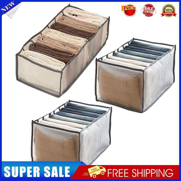 3pcs Cloth Drawer Organizer 3pcs Closet Box for Leggings Jeans 7 Cell Grey