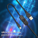 Micro USB Cable Charger Power Supply USB Cord w/ On/Off Switch for Raspberry Pi