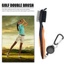 Retractable Golf Club Brush Groove Cleaner w/ Clip for Irons Woods (Orange)