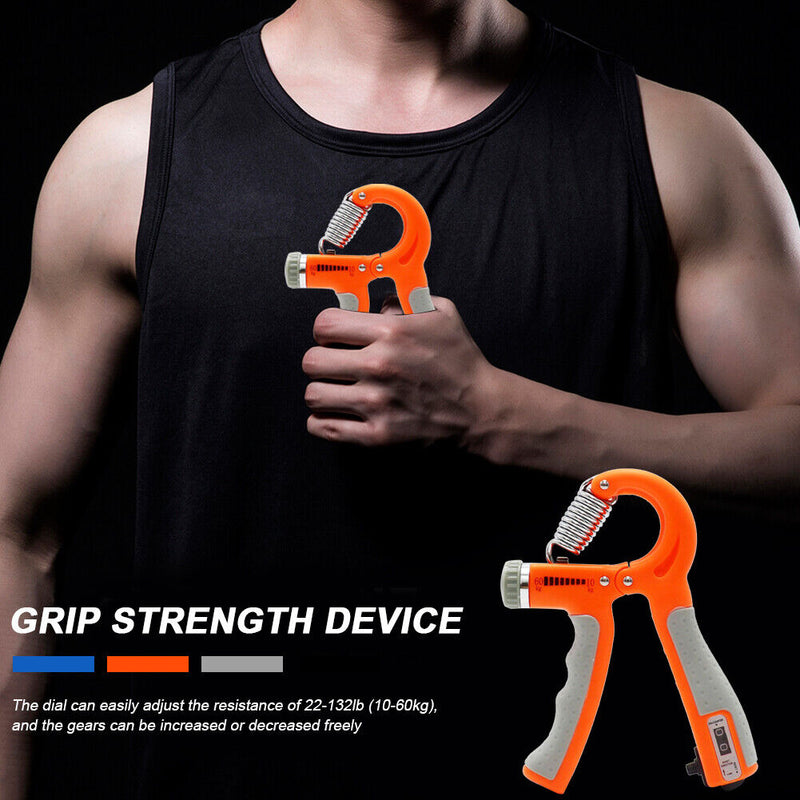 R-Shape Spring Hand Gripper Fitness Countable Hand Strength Grip (Orange) Newly