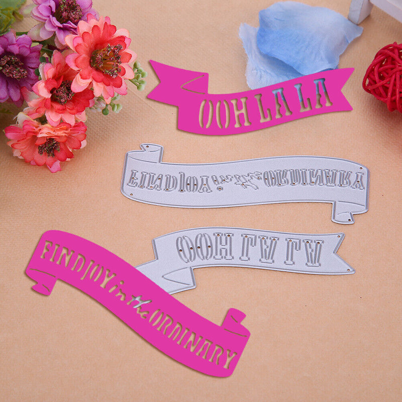 snowvirtuos 2pcs Slogan Cutting Tools Stencils Scrapbook Embossing DIY Craft A