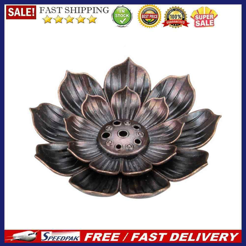 Sandalwood Stick Burner Censer Buddhism Bronze Lotus Incense Line Holder Deco