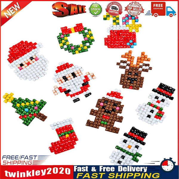 DIY Kids Round Diamond Christmas Stickers Full Drill Diamond Painting Kits Newly