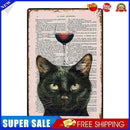 Wine Black Cat Plate Metal Tin Sign Plaque for Bar Pub Club Wall Home Decor