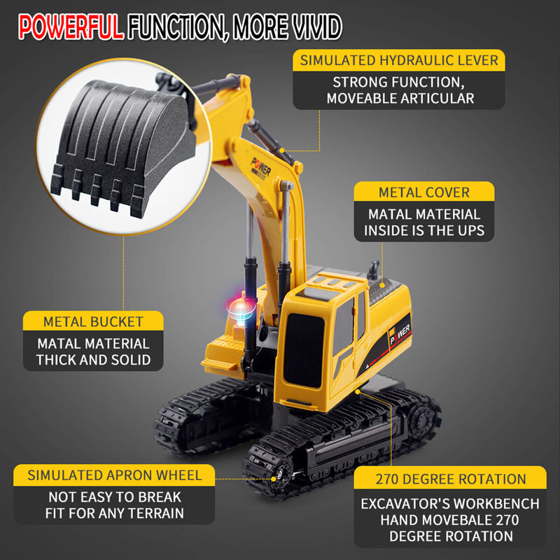 #A 1/24 RC Construction Toys 2.4GHz Remote Control Digger Excavator with LED Sou