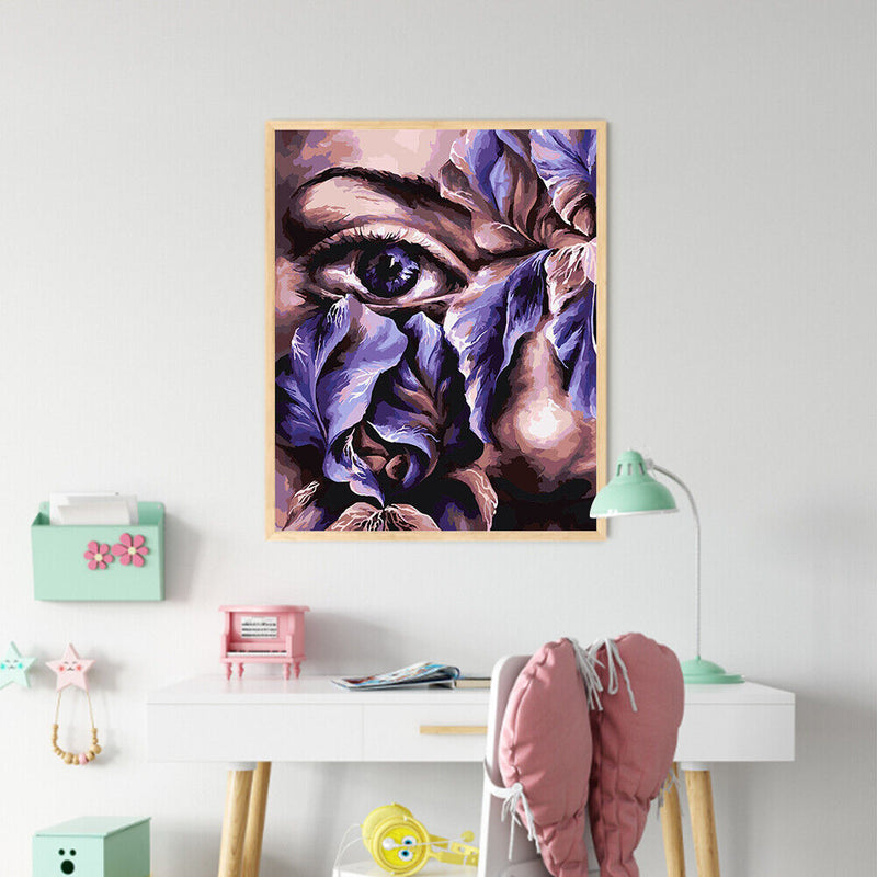 Face Flower Oil Paint By Numbers Kit DIY Acrylic Painting on Canvas Frameless