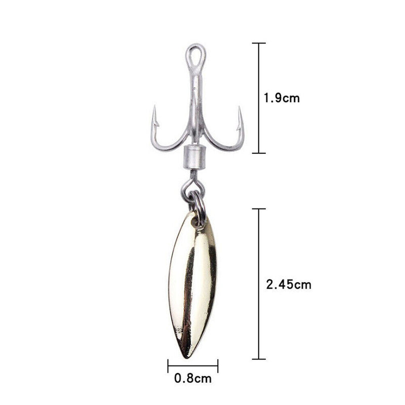 Rotating Sequin Hooks Lure Metal Barbed Fishing 3-Hook Freshwater Fishing Hoo