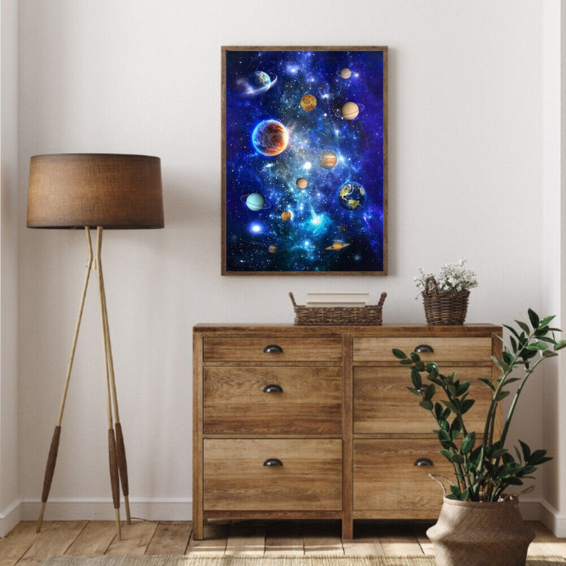 Canvas Painted Oil Paint By Numbers Planet DIY Wall Art Modern Bedroom Decor