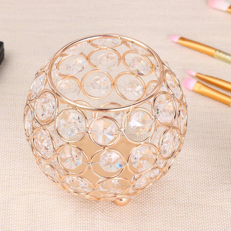 European Style Round Crystal Makeup Brush Storage Box Jewelry Organizer Newly