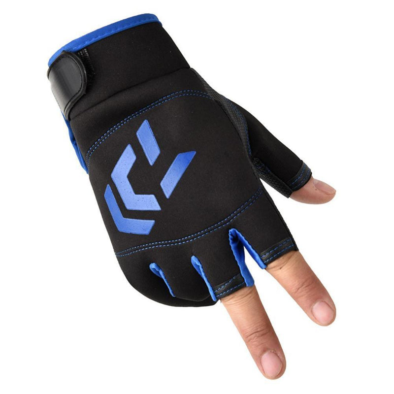 3-Finger Cut Unisex Arrow Fishing Gloves Non-Slip Angling Gloves (Blue)